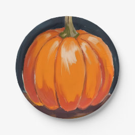 Prato De Papel Abóbora Laranja Halloween Dia de Ação de Graças