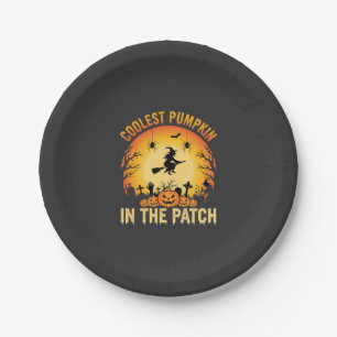 Prato De Papel Abóbora Mais Legal do Patch de Halloween Design de