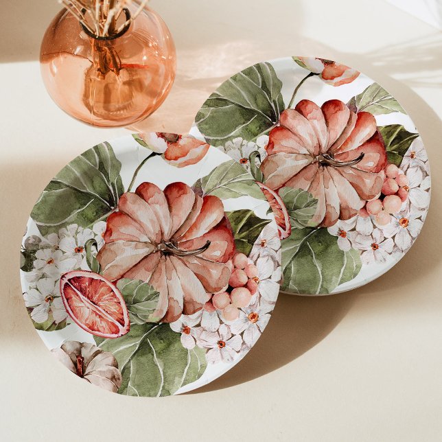 Prato De Papel Abóbora Picada Um Pequeno Chá de fraldas De Abóbor (Criador carregado)