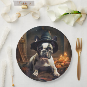 Prato De Papel Abóboras Assustadoras de Halloween do Bulldog Fran