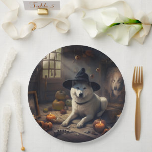 Prato De Papel Abóboras de Akita no Halloween Assustadoras