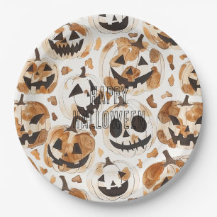 Prato De Papel Abóboras de Caubói e Caubói do Oeste no Halloween