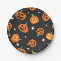 Abóboras de Halloween Espalhadas em Preto