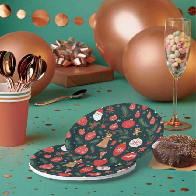 Prato De Papel Abraçando o Espírito do Natal, Feliz Natal (Múltiplo)