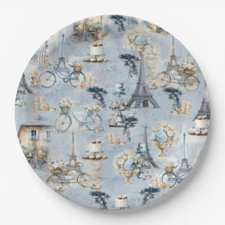 Prato De Papel Abrace o país francês que vive no azul pálido refi