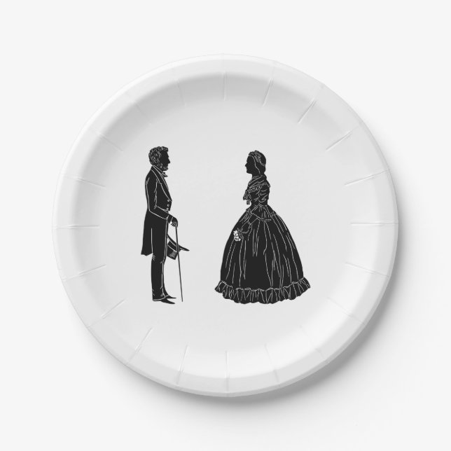 Prato De Papel abraham lincoln mary todd lincoln silhouette (Frente)