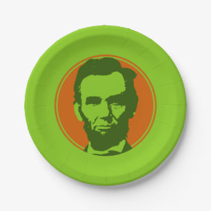 Prato De Papel Abraham Lincoln na Pop Art Orange e Green