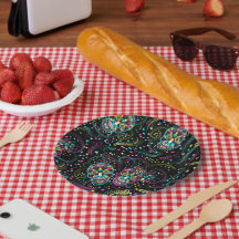 Abstract Colorful Spooky Skulls Halloween