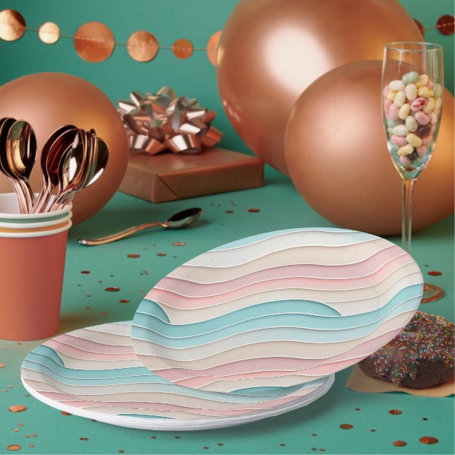Prato De Papel Abstract Pastel Waves – Elegant Modern Pattern  (Múltiplo)