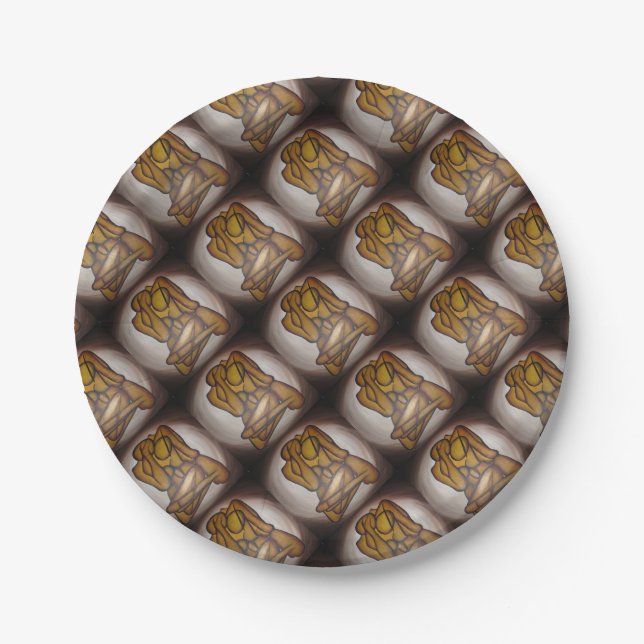 Prato De Papel Abstrato Amadurece Arte Contemporânea Em Ochre E N (Frente)