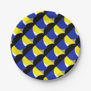 Prato De Papel Abstrato Art Azul Amarelo