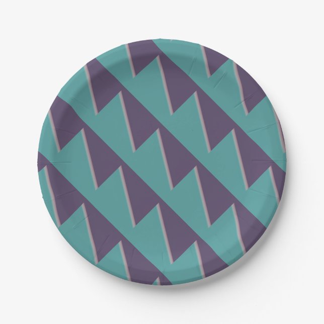 Prato De Papel Abstrato Art Turquoise Roxo (Frente)