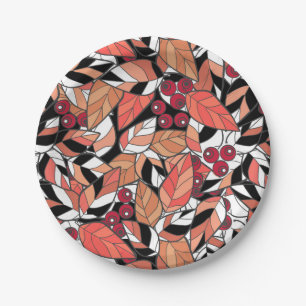 Prato De Papel Abstrato cartoon folhas bagas pretas