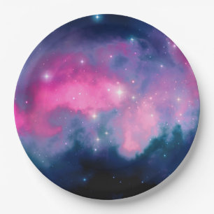 Prato De Papel Abstrato cor-de-rosa & azul à moda das estrelas d