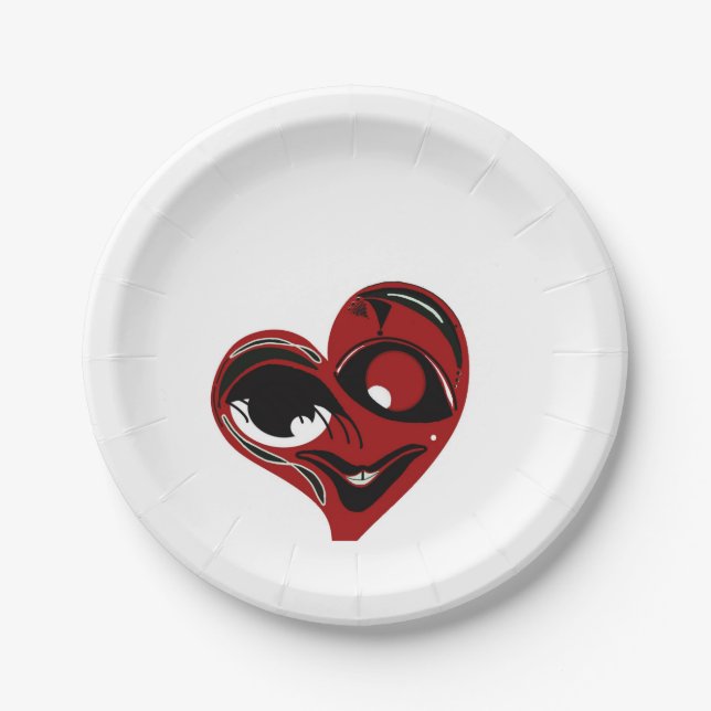 Prato De Papel Abstrato, coração vermelho (Frente)