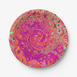 Prato De Papel Abstrato de Retro Coral e espiral de mármore roxo