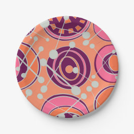 Prato De Papel Abstrato, designs de geometria em pêssego, rosa,