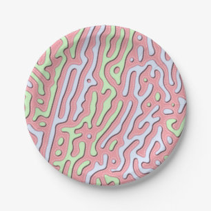 Prato De Papel Abstrato do Pastel Kawaii - Design de Splatter Col