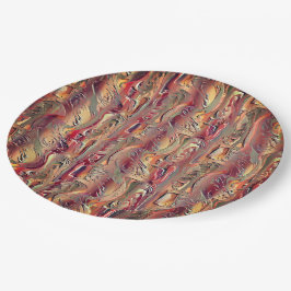 Prato De Papel Abstrato entalhado em salmão e gradiente vermelho