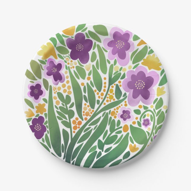 Prato De Papel Abstrato Floral alegre (Frente)