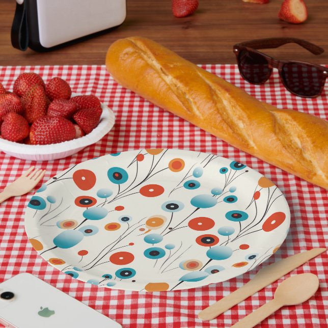 Prato De Papel Abstrato Floral Moderna Flor Botânica Moderna (Piquenique)