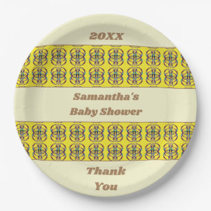 Prato De Papel Abstrato Geométrico chá de fraldas Sexo Neutro