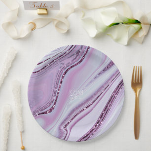 Prato De Papel Abstrato Glitter Strata Wedding Lilac ID903