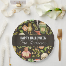 Prato De Papel Abstrato Halloween do Flor do Cogumelo da Planta d