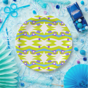 Prato De Papel Abstrato Noah's Ark Green Purple Blue