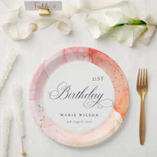 Prato De Papel Abstrato Pastel Cor-de-rosa Laranja Qualquer Idade