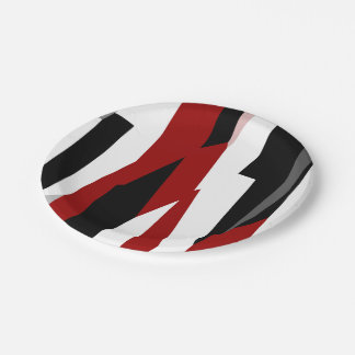 Prato De Papel Abstrato preto e branco vermelho