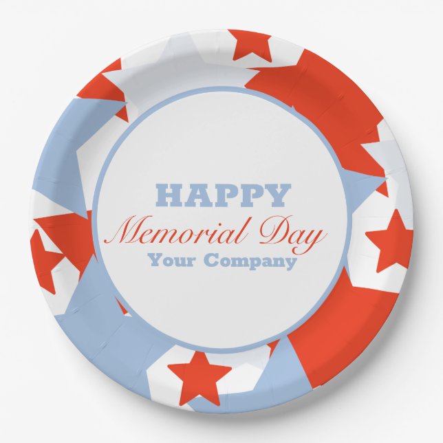 Prato De Papel Abstrato Stars Memorial Day (Frente)