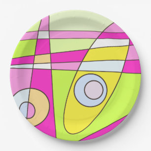 Prato De Papel Abstrato surfing Bright Green Bublegum verde rosa