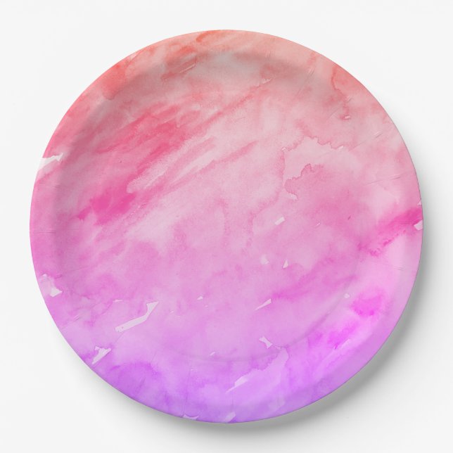 Prato De Papel Abstrato Watercolor Tie Dye Neon (Frente)