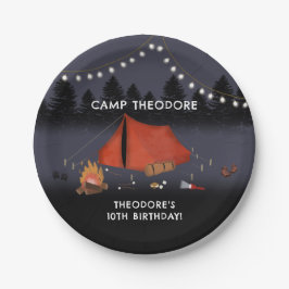 Prato De Papel Acampamento em Festa de aniversário de Campfire Ad