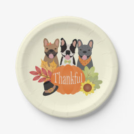 Prato De Papel Ação de Graças aos Bulldog Franceses