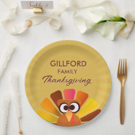 Prato De Papel Ação de Graças da Família Personalizada