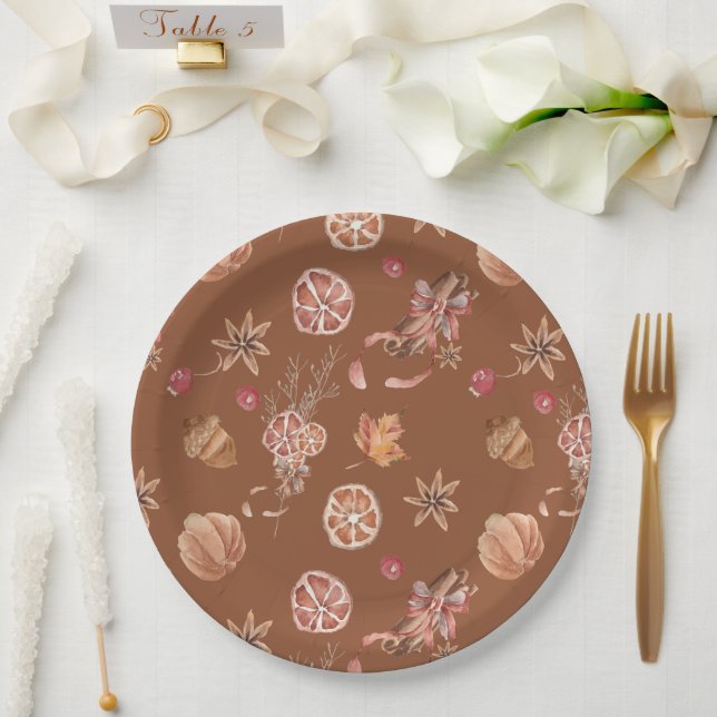 Prato De Papel Ação de Graças do Outono de Aquarela (Casamento)