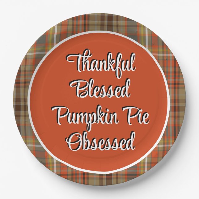 Prato De Papel Ação de Graças Pumpkin Pie Dessert (Frente)