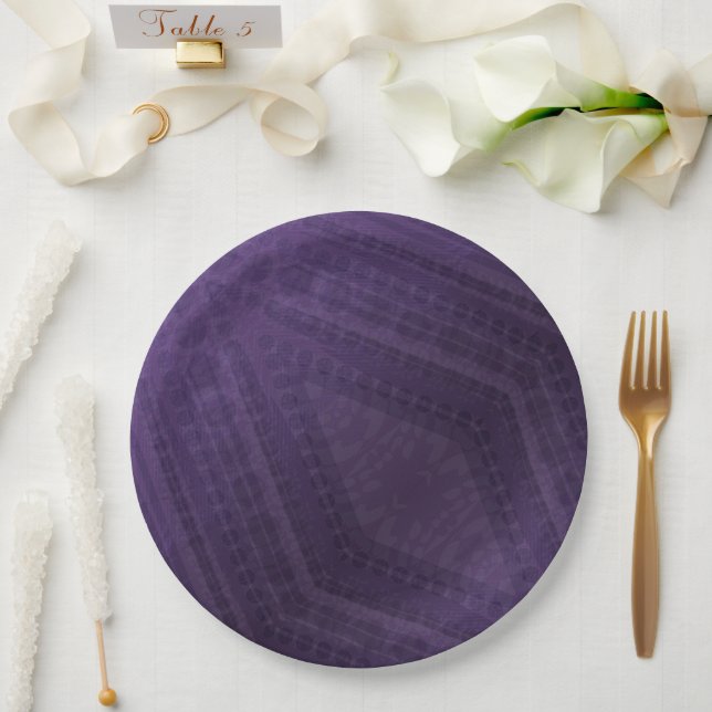 Prato De Papel Aceitação | Padrão de Boho Eclético Violet (Casamento)