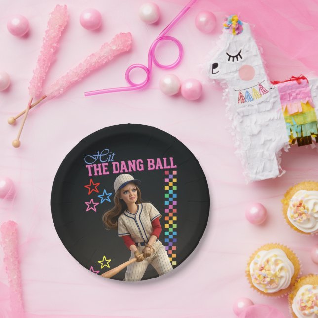 Prato De Papel Acerta a Bola, Caramba! Boneca de Mãe de Jogador d (Festa)