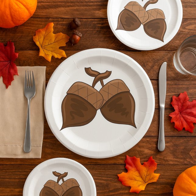 Prato De Papel Acorns Rustic Autumn Nature (Criador carregado)