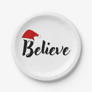 Prato De Papel Acredite - design T-S de citação de Natal Inspirac