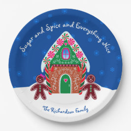 Prato De Papel Açúcar e pão de especiarias Papel de Natal
