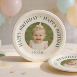 Prato De Papel Adesivo de Aniversário com Foto Personalizada - Co