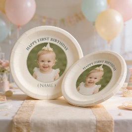 Prato De Papel Adesivo de Aniversário com Foto Personalizada - Co