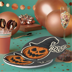Prato De Papel Adesivo de Halloween Engraçado e Assustador