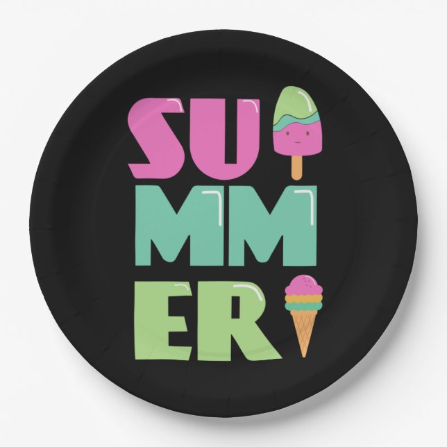 Prato De Papel Adeus Escola Alô Praia de Verão (Frente)