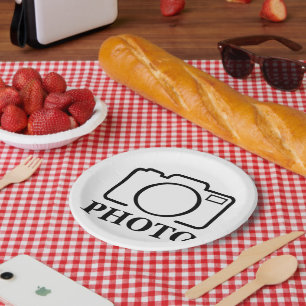 Prato De Papel Adicionar Elegante Moderno de Casamento de Fotos P