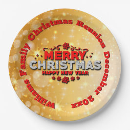 Prato De Papel Adicionar Nome Ano Correspondente Feliz Natal 9"